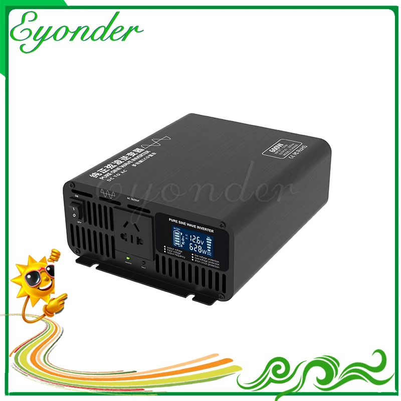 

110v 120v 220v 230v 240v 600w 12v 24V 36v 48v 50v 60v 72v 80v 84v DC to AC Lcd Display Off Grid Pure Sine Wave Power Inverter