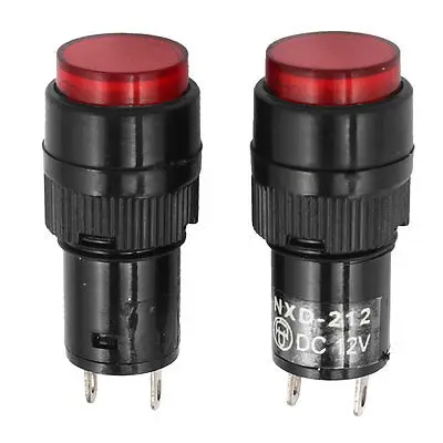 

AC 12V Red Round Cap 2 Terminal Signal Lamps Indicator Lights 2PCS