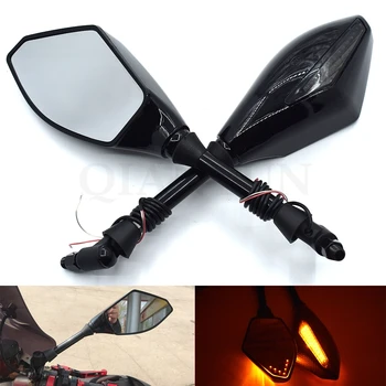 

Motorcycle Rearview Mirrors Black With LED Turn Signal Integrated Mirrors For Yamaha FZ6 FAZER FZ6R FZ8 FZ1 FAZER XJ6 DIVERSION
