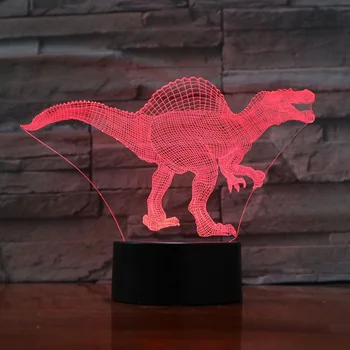 

3D Lamp Battery Operated Spinosaurus Jurassic Park Color Changing 3D Illusion Living Room Decor Dropship Led Night Light Lamp