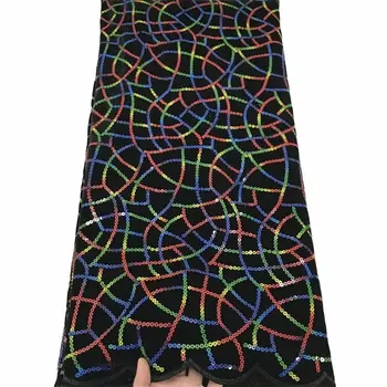 

2019 NEW High-end 3D sequined Christmas lace fabric velvet lace fabric African French lace Nigerian tulle lace fabric
