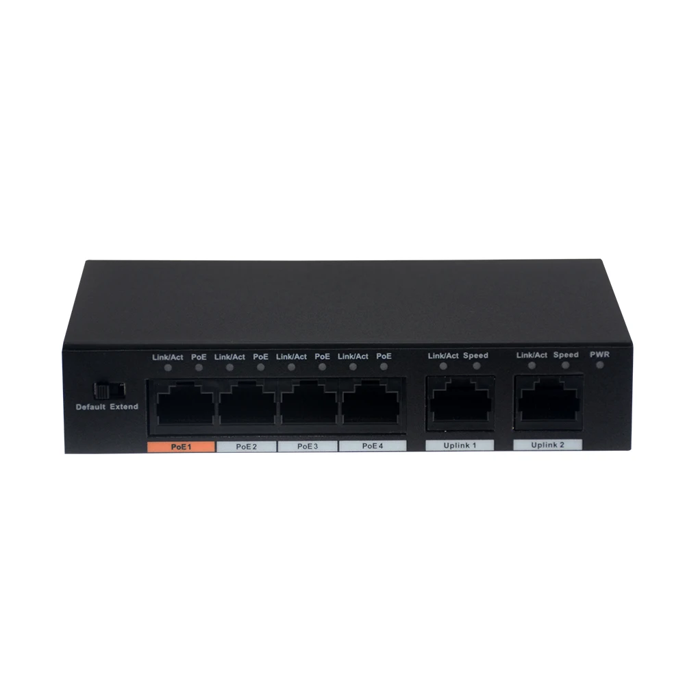 Dahua 4ch PoE коммутатор DH-S1500C-4ET2ET-DPWR 4CH Ethernet коммутатор с 250 м Мощность расстояние передачи поддержка PoE+ и Hi-PoE протокол