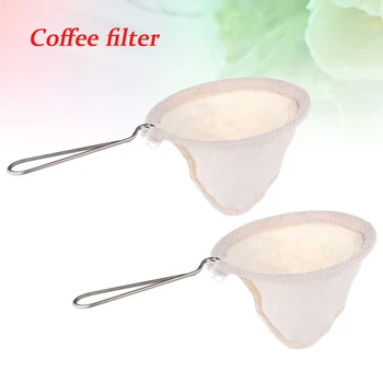 

2pcs Flannel Cloth Coffee Tea Strainer Filter with Stainless Steel Handle