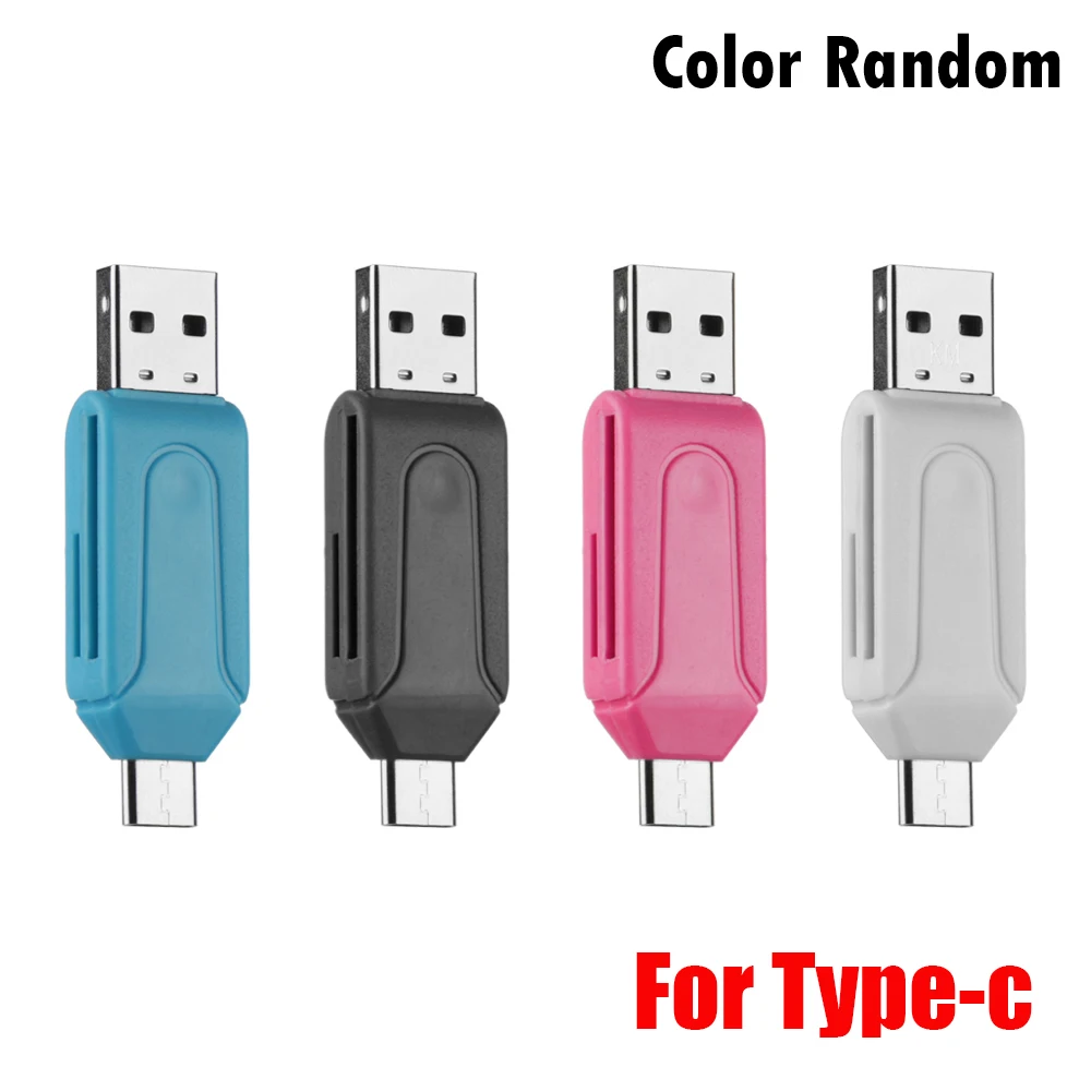 Type-c Color Random 1 шт. 2 в 1 type-C и USB OTG Устройство для чтения карт памяти Универсальный Micro USB TF/SD кард-ридер телефонные удлинители адаптер Аксессуары - Цвет: Type-c Color Random