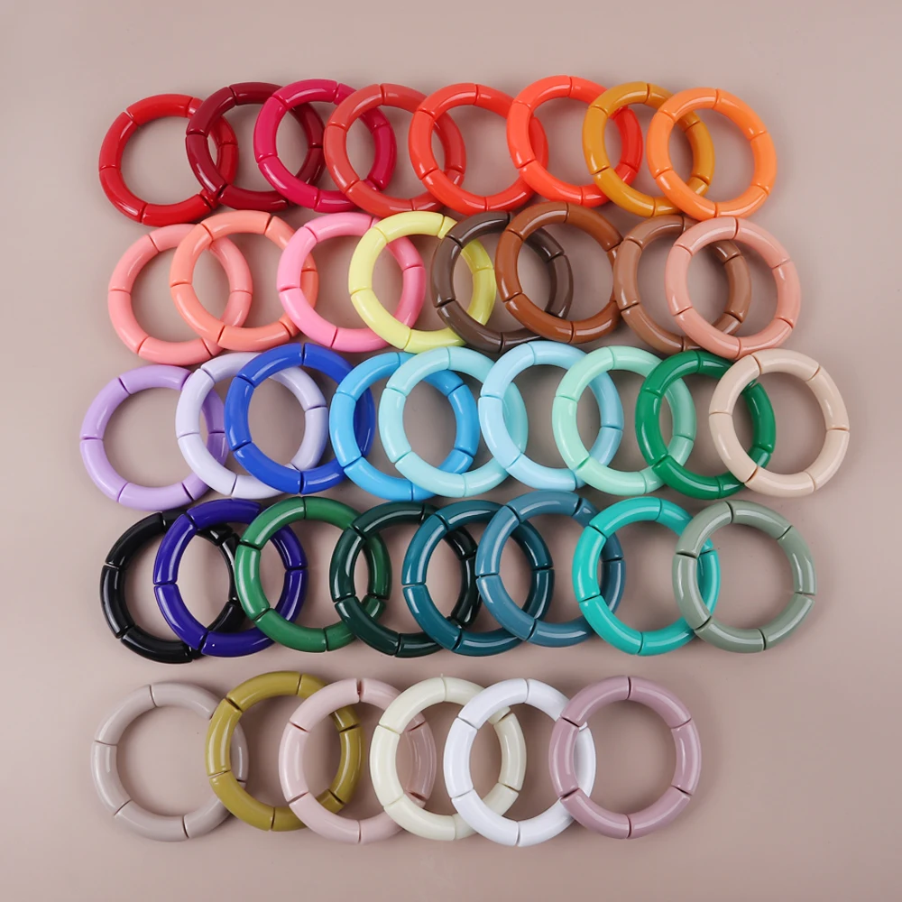 Bracelets en Résine pour Femme, Bijoux à la Mode en Perles Acryliques Colorées, Cadeaux de Breloque en Manchette Élastique