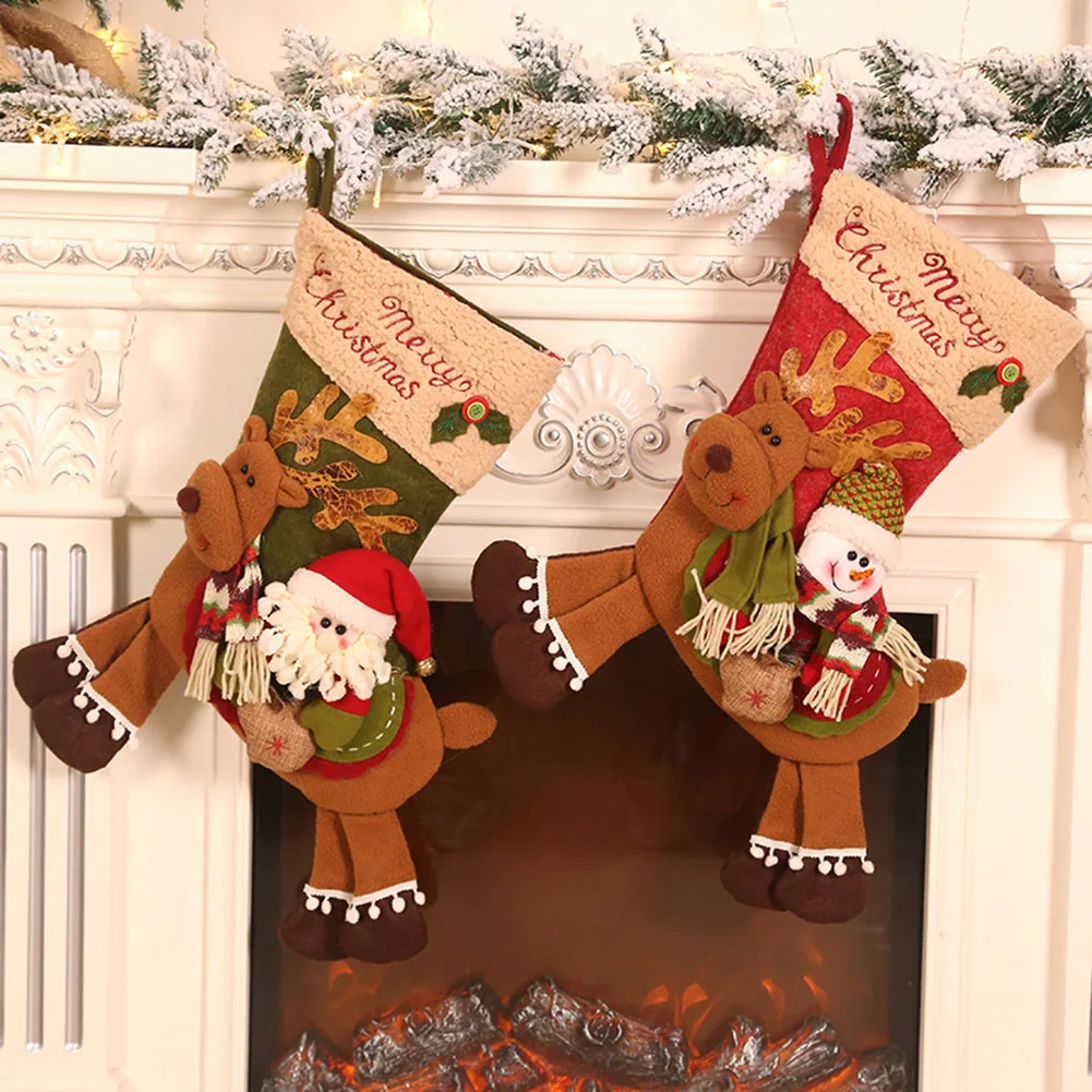 Рождественские носки с рождеством, Подарочная сумка, рождественские носки с оленями, Подарочные яркие носки