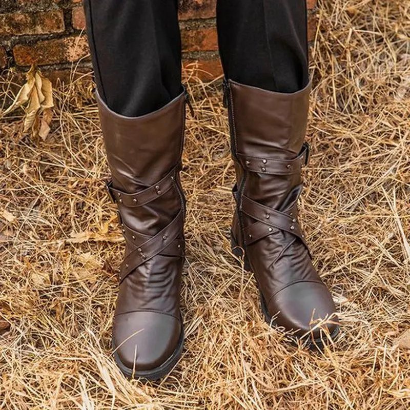 Женские ботинки до середины икры chaussure ботинки гладиаторские ботинки на низком каблуке из искусственной кожи pu размера плюс matin женская обувь zapatos mujer sapato H746