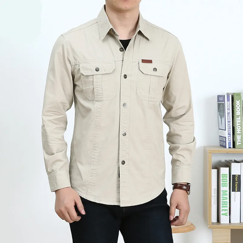 Blouse Cargo Shirts Tactical Solid 