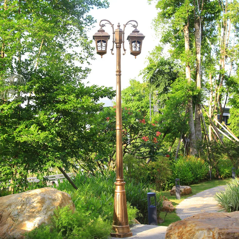 3.2m Outdoor Waterproof Garden Lamp Square Villa Courtyard High Pole Street Lights European 2/3 Heads LED Landscape Road Lamp