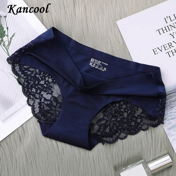 

KANCOOL Sexy Panties Women -thin Underwear Briefs Ice Silk Seamless Thong Breathable Underpants Comfort Ladies Lace Solid