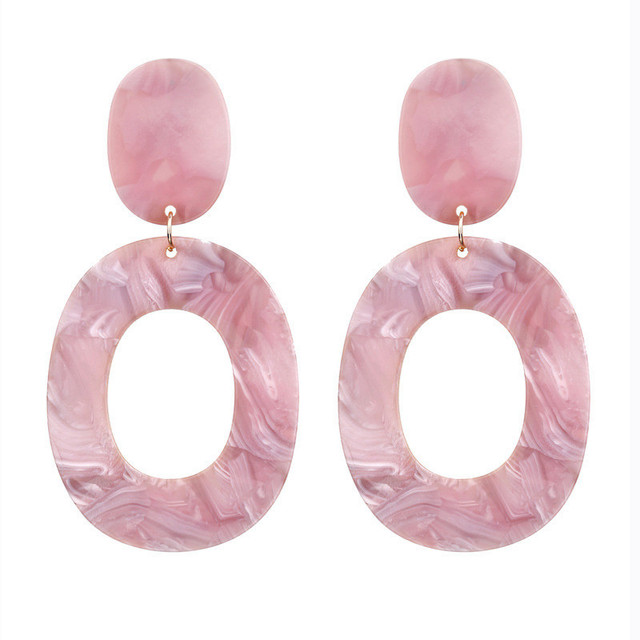 New Korean Acrylic Pink Geometric Earrings for Women Cute Romantic Round Flower Heart Candy Color Fashion Jewelry Brincos