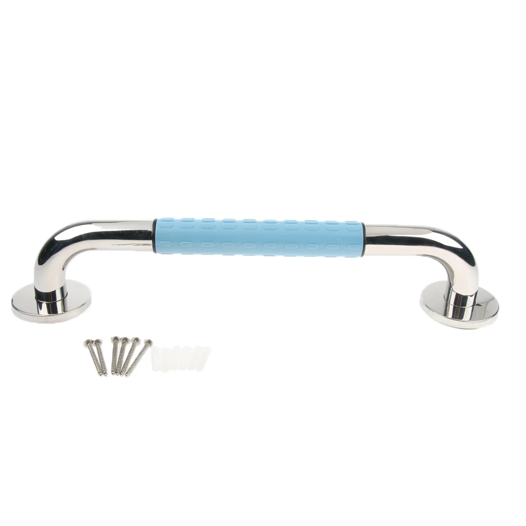 Non-slip Stainless Steel Bathroom Handle Bath Grip Grab Bar Toilet Shower Elderly Assist Helping Handrails - Blue