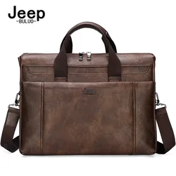 JEEP BULUO briefcase portable male business men's casual simple multi-function large space computer 14-inch computer man bag