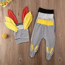 Осенне-зимняя одежда для новорожденных мальчиков и девочек 0-12 месяцев длинные штаны в полоску шапка с ушками, одежда из 2 предметов 3 цвета