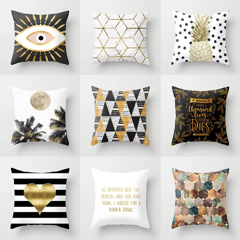 

Pillow case 45*45 Nordic ins marbled geometric print polyester pillowcase Square decorative pillowcase