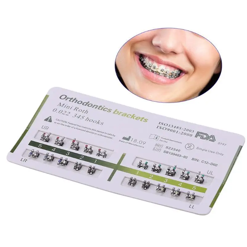 

1 Set Dental Tools Orthodontic Mini Metal Bracket Braces Set With Hooks Straight Wire Stand Tool Dental Materials