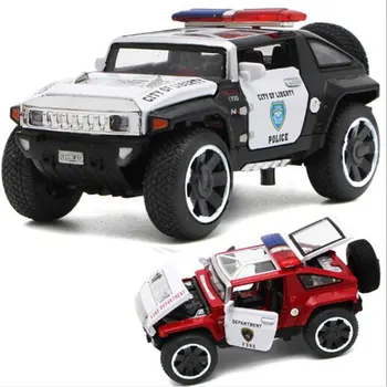 

1/32 Scale Hummer Police Diecast Vehicles Model Cars Toys With Openable Doors Pull Back Function Light Music For Boys Gifts