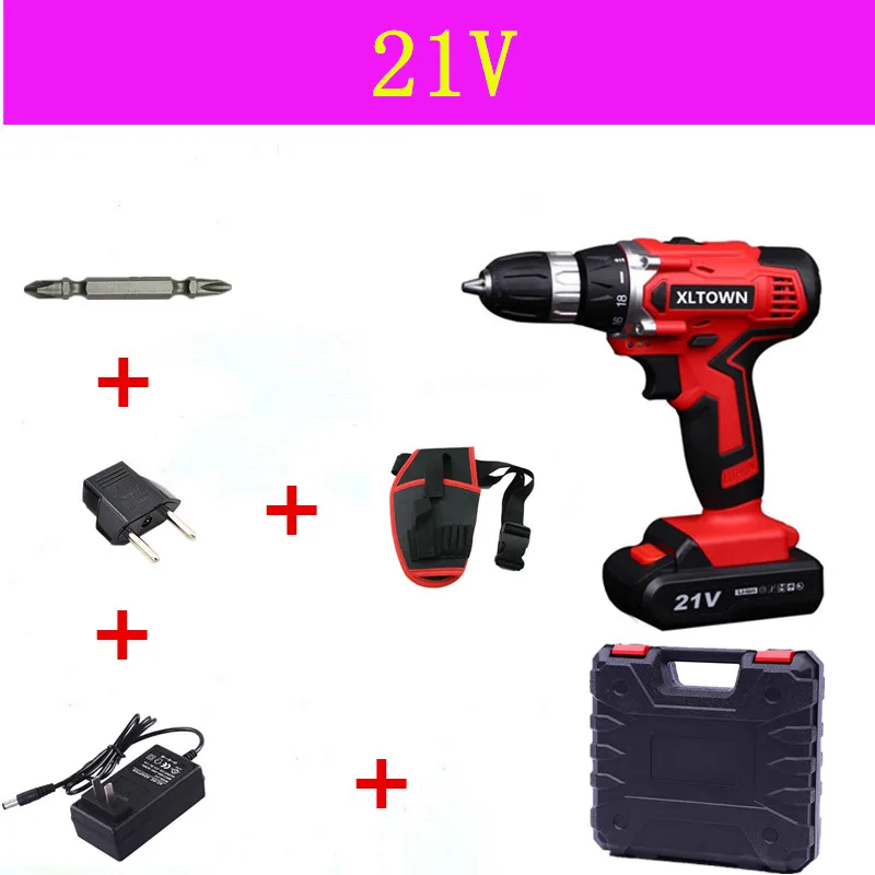 21V B XLTOWN 21 в электрическая отвертка перезаряжаемая двухскоростная электрическая отвертка Беспроводная многофункциональная ручная дрель электроинструменты - Цвет: 21V B