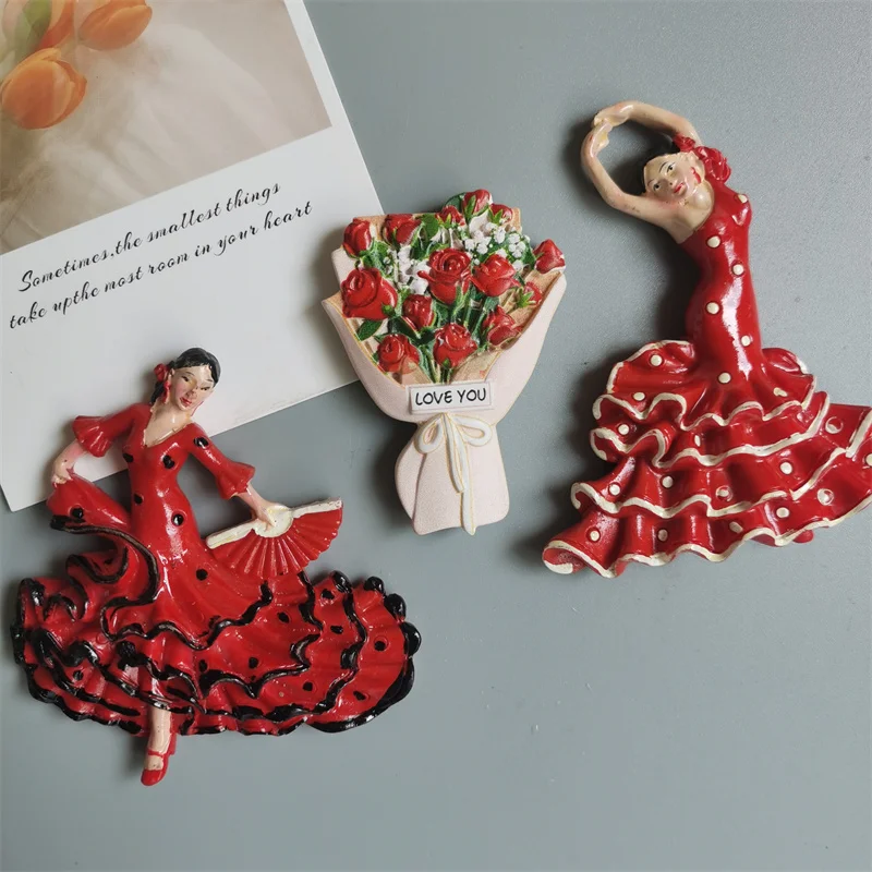 Spanje Flamenco Koelkast Magneten Spaanse Danser Toeristische Souvenir Decor Handwerk Magnetische Koelkast Sticker Collectie Geschenken