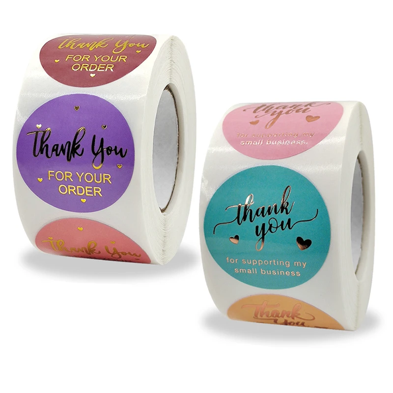 

500Pcs Circle Paper Sticker Thank You For Your Order Sealing Label Gift Decoration Sticker Business Supplies Sticker 3.8cm