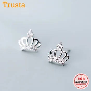 

Trustdavis Genuine 925 Sterling Silver Sweet Dazzling Crown CZ Stud Earring For Women Girl Kids Lady Wedding Jewelry Gift DS2194