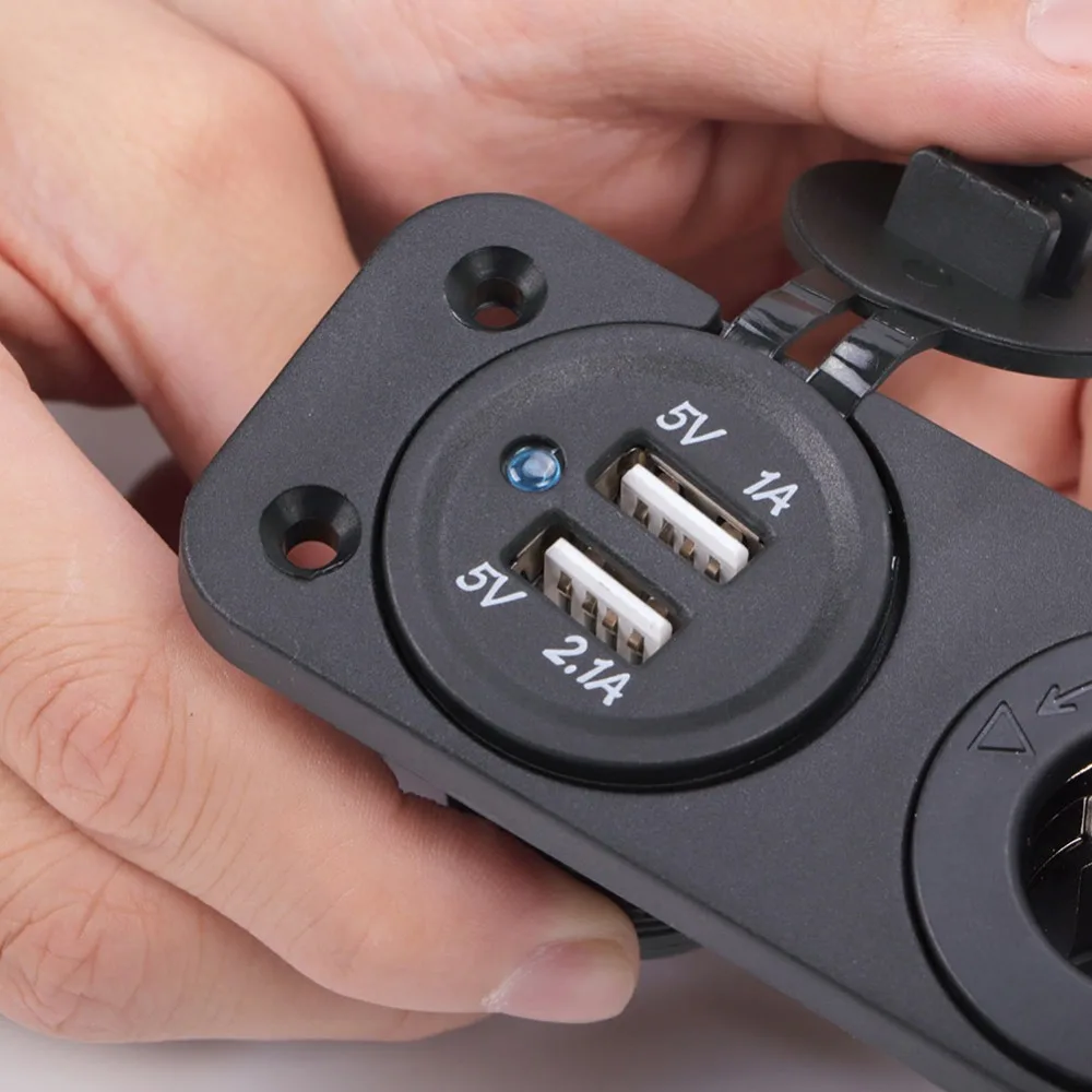 3 в 1 DC 12 В Автомобильная лодка прикуриватель розетка двойной USB зарядное устройство