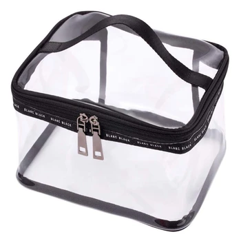 

Black + transparent Travel Cosmetic Bag Makeup Train Case Organizer with Top Handle L
