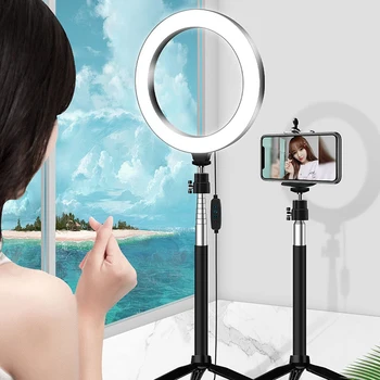 

Photography Ring Light 20Cm LED Makeup Ring Lamp with Tripod USB Plug for Live Stream Youtube Video