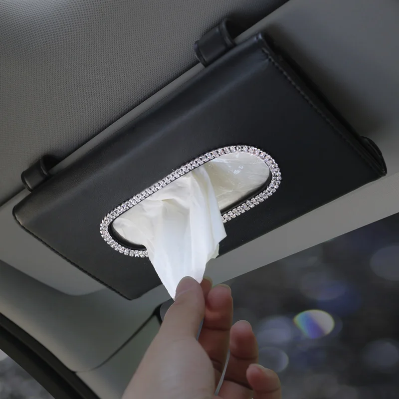 Crown Crystal Car Tissue Box Holder Napkin for Car Accessories