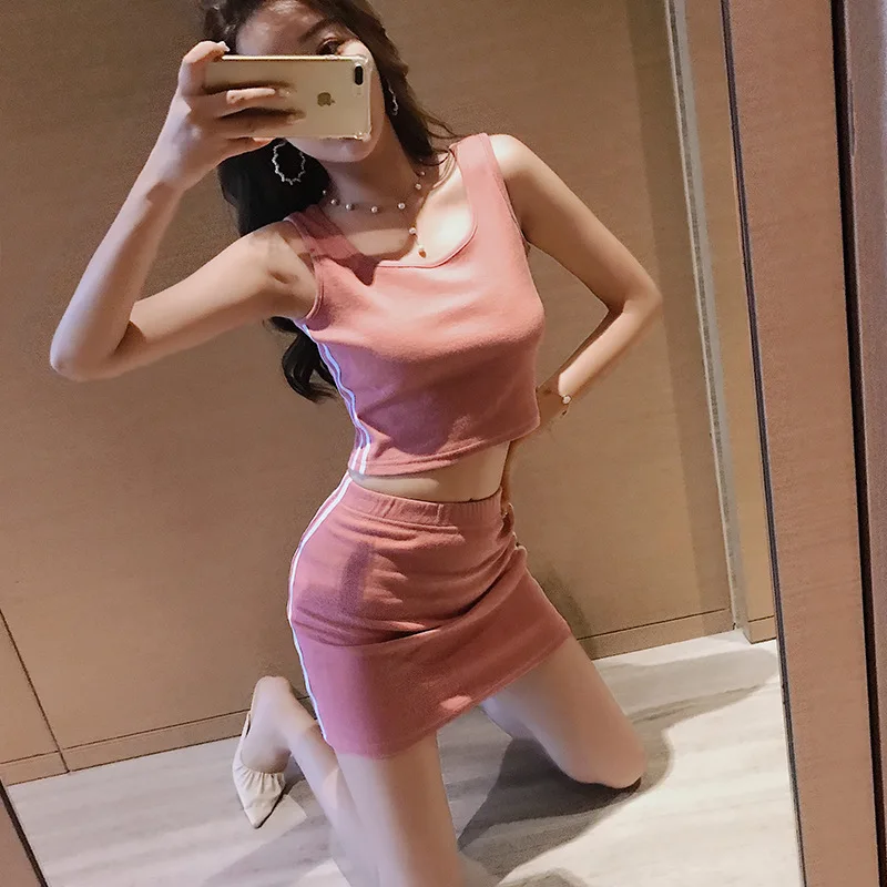 

2019 New Style Sexy Nightclub Slim Fit Slimming Exposed Navel Elasticity Set 8982sca01