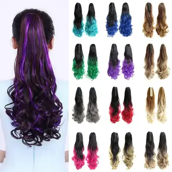 

Clip in Claw on Ponytail Thick Extensions Long Curly Wavy Synthetic Hair Piece