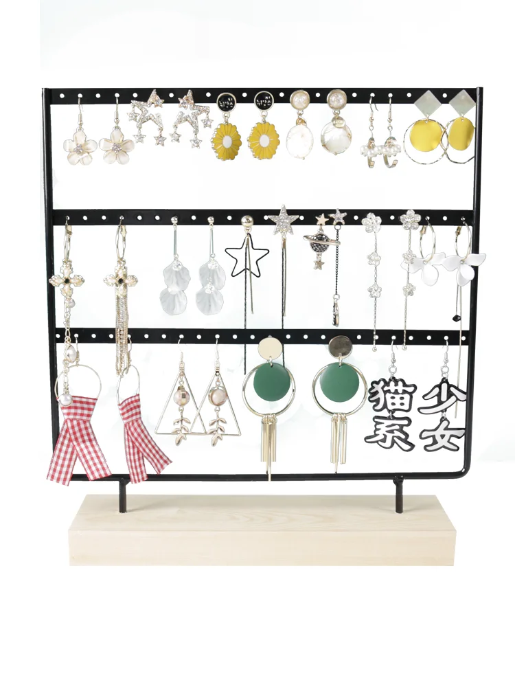 Desktop wooden Earring storage rack Earrings Necklace Ring Pendant Bracelet Jewelry Display Stand Storage jewelry Earring holder