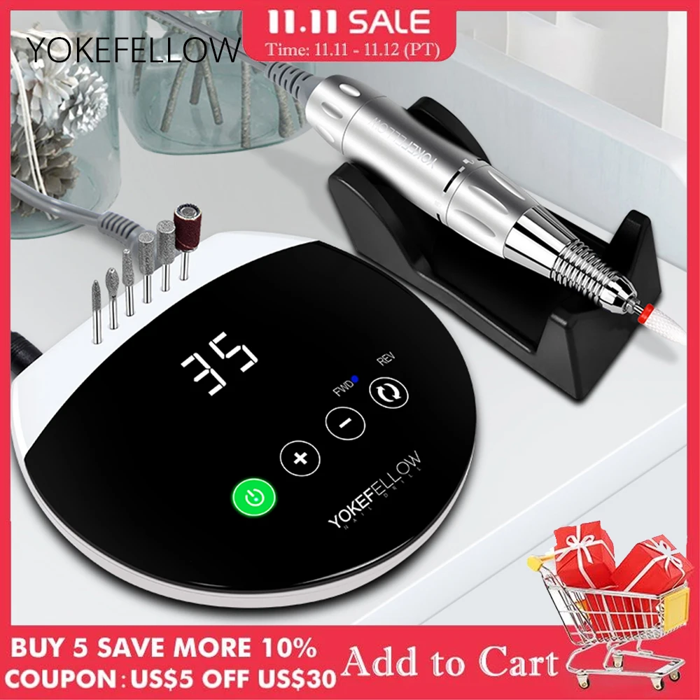 Nail Drill Machine 35000RPM Electric Manicure LCD Display Touch Control File For Acrylic Gel Home Salon | Красота и здоровье