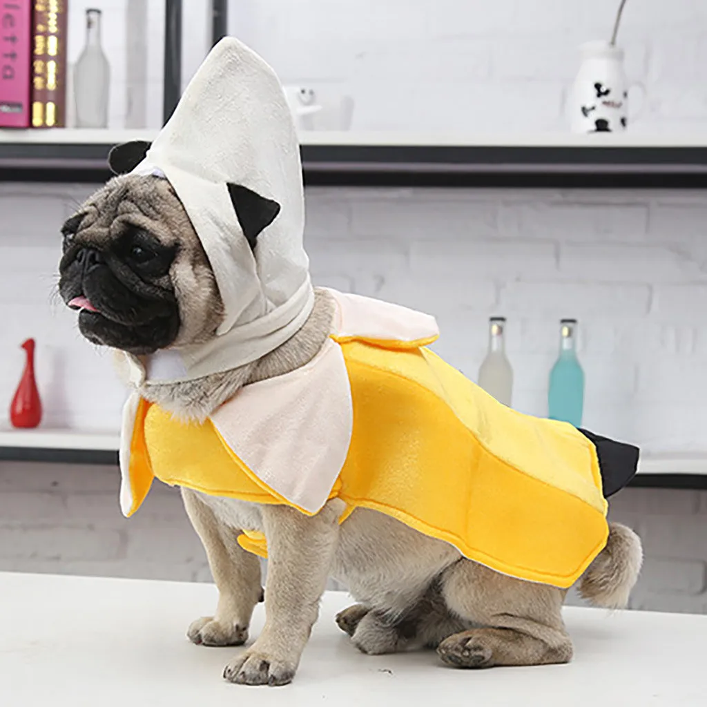 Кота собаки любимчика одежда, костюм для Хэллоуина Веселые типа "банан" трансформируется Одежда для собак Одежда для домашних животных Одежда для щенков и собак, костюмы для собак