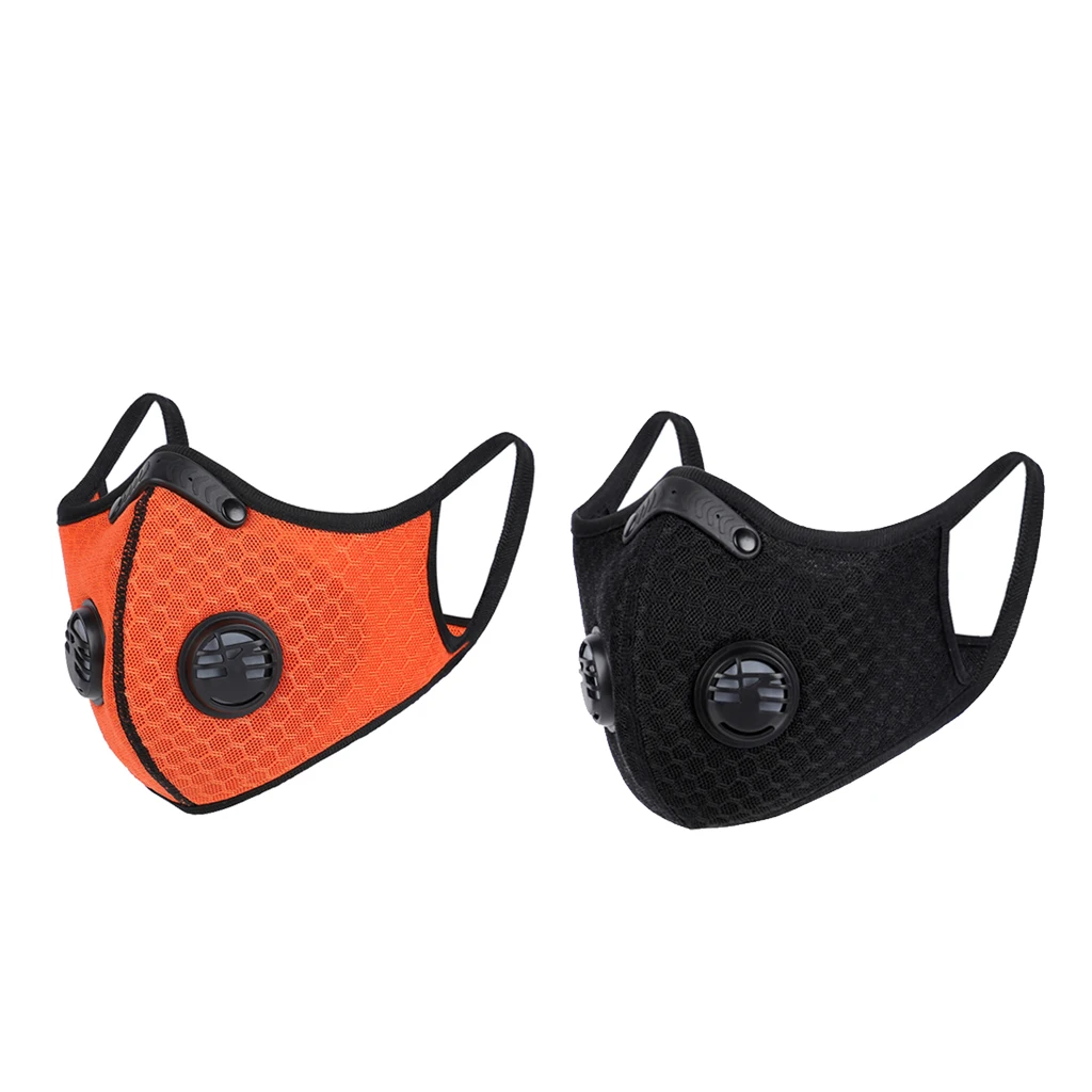 Cycling Face Mask Outdoor Sports Anti Dust Gas Activated Carbon Filter Half Face Mask Breatheable Durable Black Orange