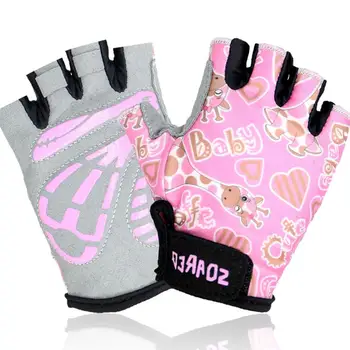 

1 Pair Kids Cylcing Gloves Half Finger Gloves Outdoor Sports Fitness Anti-slip Protective Gloves for Chilren ( Pink, L Size)