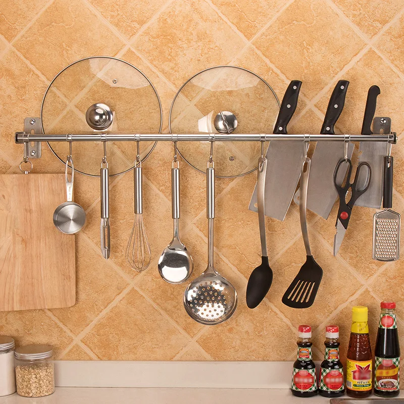 

[A Generation of Fat] Hole Punched Wall Hangers 304 Stainless Steel Kitchen Storage Shelf Spatula Spoon Storage Rack