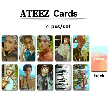 

10pcs/set Kpop ATEEZ Photocard high quality LOMO CARD HD Self-Made Double-Sided print tectorial photo album cards