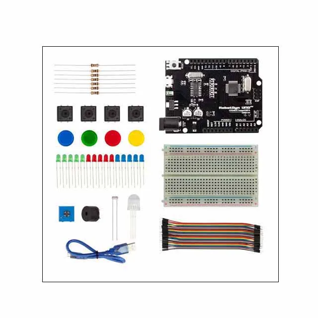 

A12-- Starter Kit For Arduino Uno R3 with breadboard jumper wires color & RGB LED button buzzer light sensor