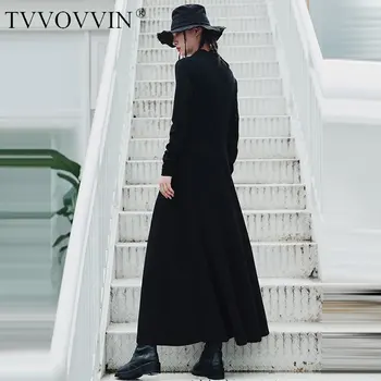 

TVVOVVIN Dress Split Black Fashion New Women Full Sleeve Pleated 2020 Autumn Small Fresh Loose Minority Casual Dress DZL1987