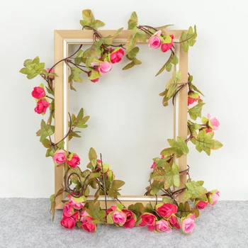 

220cm long Artificial Flower Vine Garland Rose Flower Vine Autumn Cane Decorative Wedding Home Wall Rattan Plants Decoration DIY