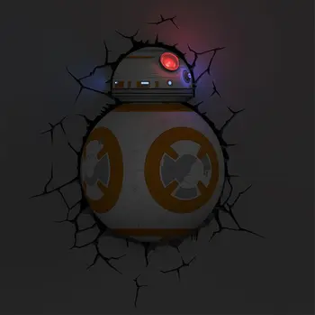 

[Funny] Creative Wars BB-8 Robot figures model 3D Wall Lamp Unique LED light lamp Ornament Home room decorations gift