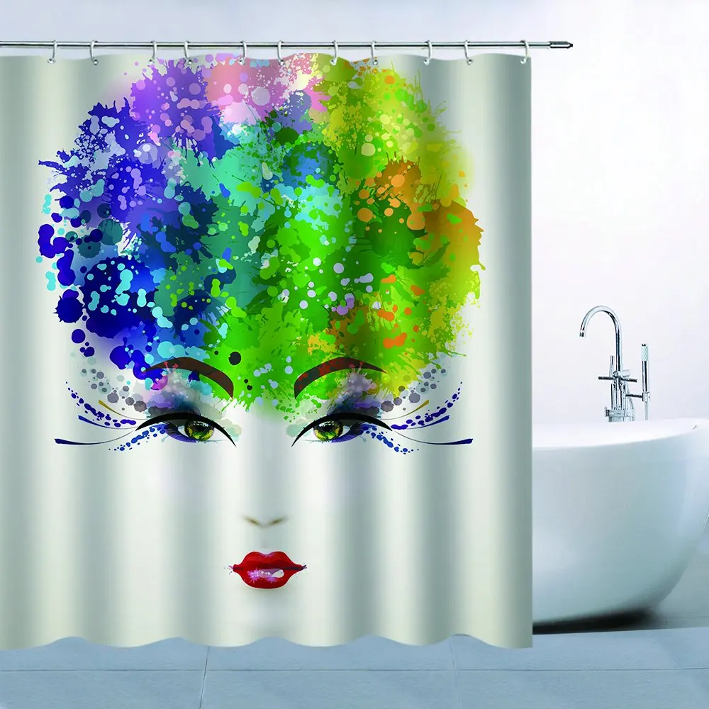 Женский декор привлекательная девушка красивое лицо красочные волосы акварель