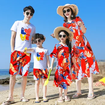 

Mother Daughter Beach Flower Dresses Couple Clothing Family Set Men Women Boy Girl Clothes Family Matching Outfits