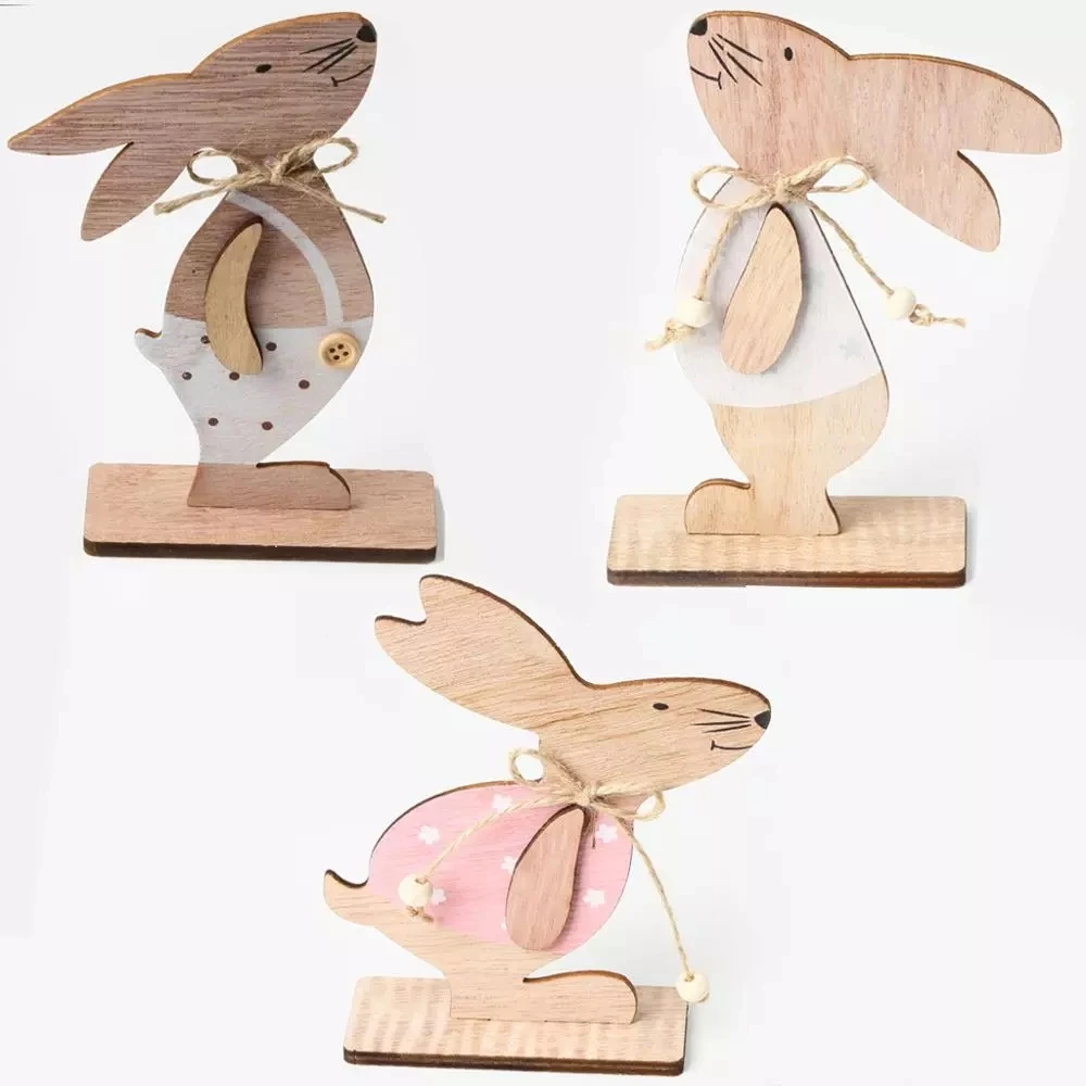 2021 Happy Easter украшения Кролик Пасхальные деревянные на Пасху вечерние пасхальные