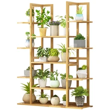 Трапециевидная земля Многоэтажный крытый балкон гостиная твердая древесина зеленый редиска мясо бамбуковый цветочный горшок рама