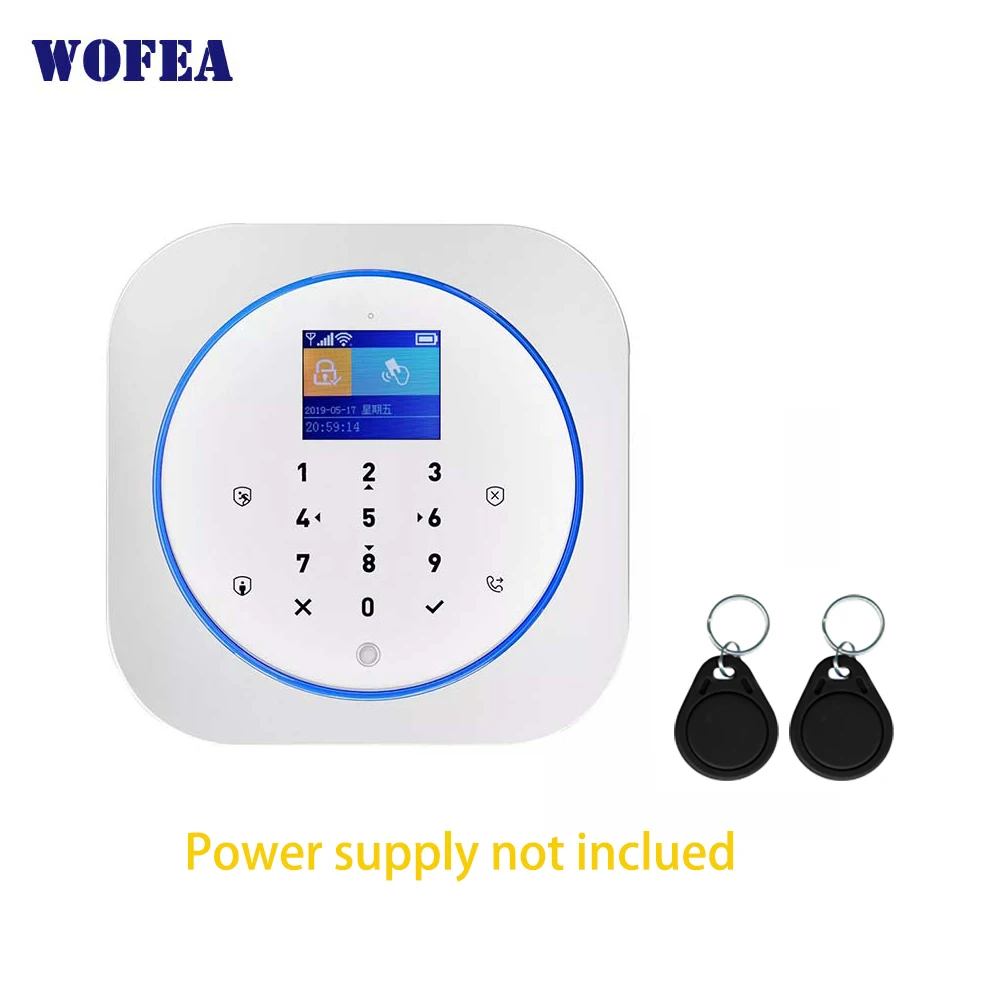 Alarm host Wofea Беспроводной Wi-Fi и GSM сигнализация система RFID тег домашняя охранная сигнализация комплект tuyasmart приложение Встроенная сирена - Цвет: Alarm host