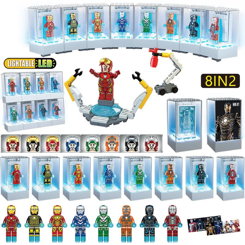 

Avengers Superheroes Iron Man Armor Showroom Builiding Blocks Compatible Legoinglys Marvel Super Heroes Figures Bricks Kids Toys