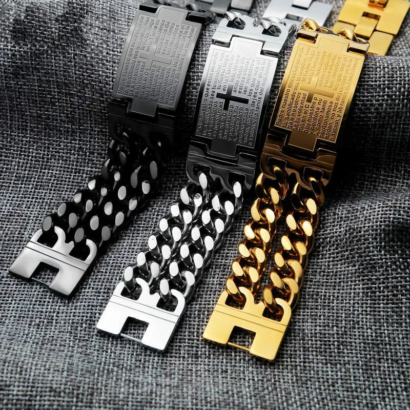Винтажный Библейский Крест из титановой стали браслет Domineering мужской личности мужская пара индивидуальность не падающий цвет браслет