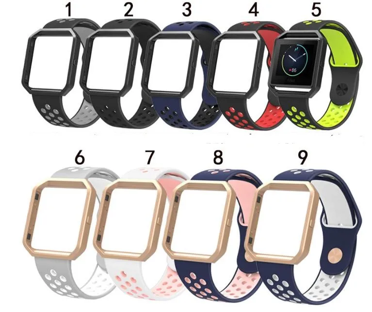 Двухцветный спортивный ремешок для часов Fitbit Blaze с рамкой силиконовый дышащий